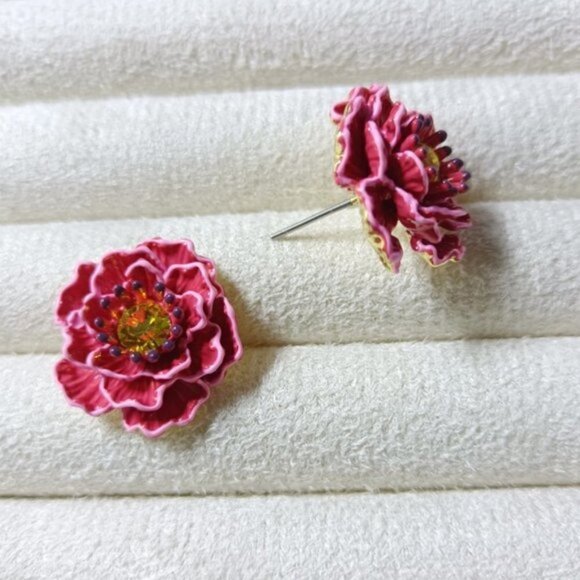 LES NEREIDES Anthropologie  Hand Enamelled Provence Red EARRINGS - Picture 5 of 5